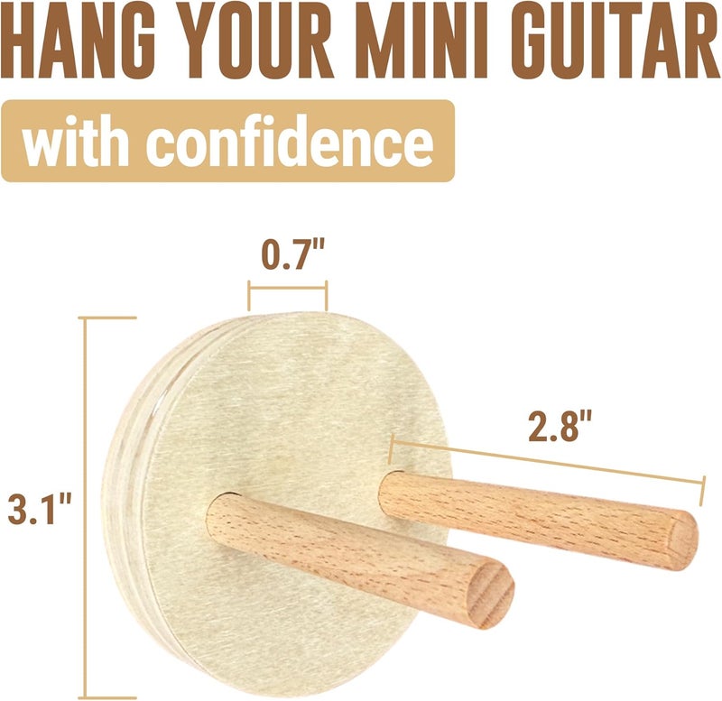 Samorillo [2 Pack] Wall Mounts for Mini Guitars & Ukuleles - Wooden Hooks With Mounting Hardware - Install in Minutes and Hang With Confidence - Image 4